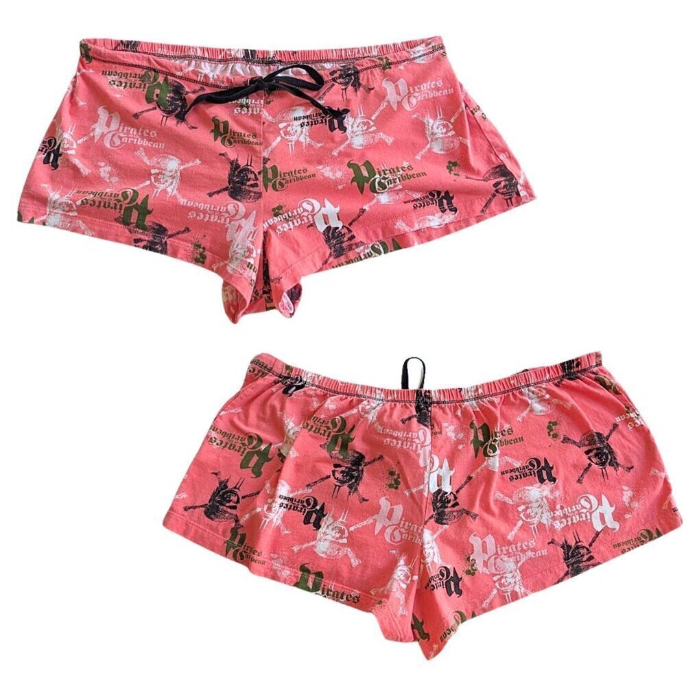 Vtg Y2K Disney PIRATES of the CARIBBEAN Coral 100% Cotton Pajama Booty Shorts XL